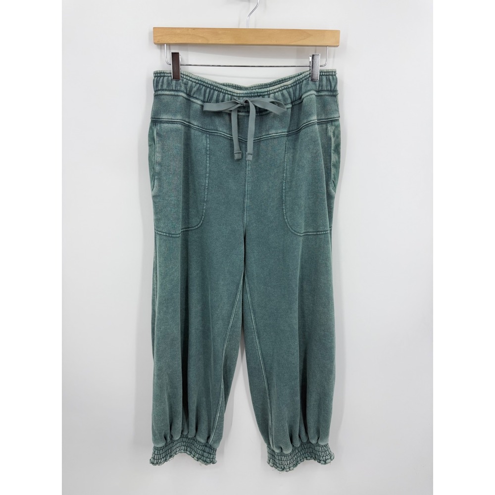 Free People FP Movement Cropped Sweatpants Women XS Green Mineral Wash Jogger